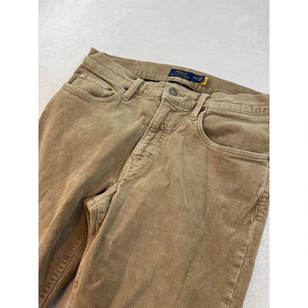 Polo Ralph Lauren Varick Slim Straight Corduroy Pants Lightly Used 33x30 Tan